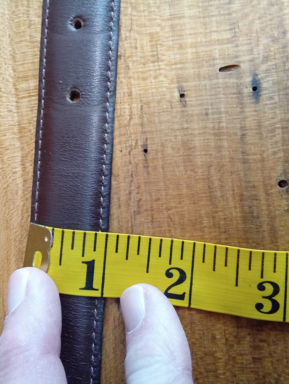Vintage 1980's Dark Brown Leather XL Belt Wyatt Brass Organic Solid Oval Buckle - Picture 5 of 8